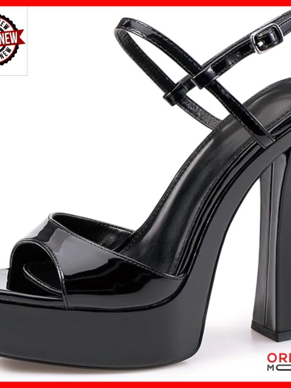Platform Heeled Sandals with Ankle Strap, 4 Inch Heel